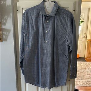 Kenneth Cole Navy Plaid Button Down Shirt